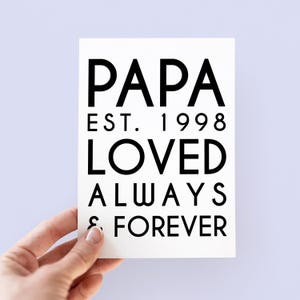 Personalised PAPA Est Father's Day Card - Father's Day Card - Card for Daddy - Personalised Father's Day Card - PAPA Card - Card for Dad