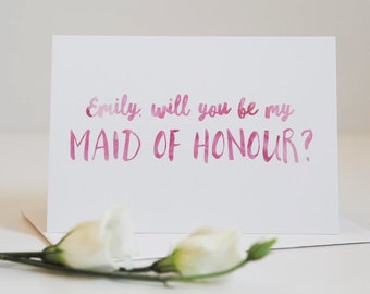 Maid of Honour Card - Be My Maid of Honour Card - Wedding Card - Maid of Honour - Chief Bridesmaid Card