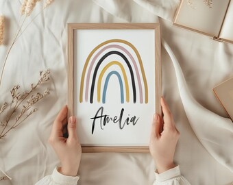 Personalised Rainbow Print - Rainbow Nursery Print - Rainbow Print - New Baby Gift - Personalised Typography Print - Kids Print