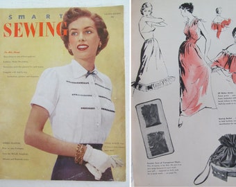Vintage 1950s copy of SMART SEWING~Brimming with fabulous projects of all kinds~Some adorable old adverts too & illustrations of designs too