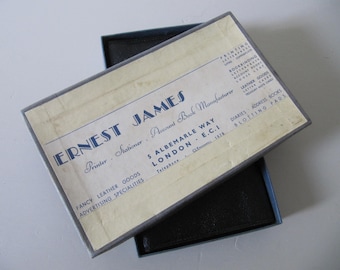 Unused vintage black Morocco leather wallet in original box~ERNEST JAMES, London EC1~Gift for him in fabulous box