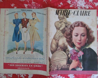 Fabulous vintage French Marie Claire Magazine~Couture chic 1939 with 68 pages of fashions, adverts, beauty~Inspiration for vintage divas