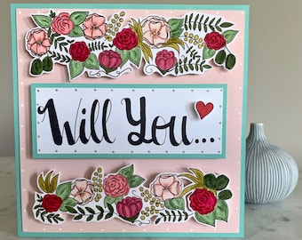 Maid of Honor Proposal Card, Floral Wedding Card
