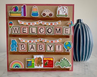 New Baby Card, Baby Shower Card, Welcome Baby Card, Congratulations Baby Card