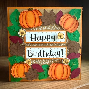 Carte d'anniversaire d'automne, carte de Thanksgiving citrouille, carte de couronne de citrouille