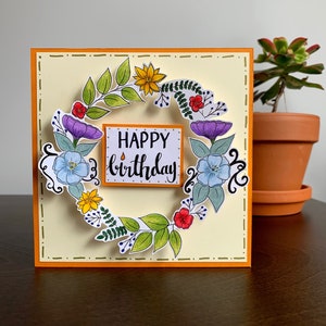 Lente Happy Birthday Card, Lente Krans Moederdag Card