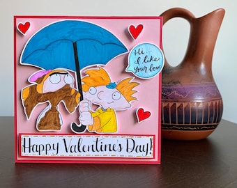 Hey Arnold Valentine's Day Card, 90s Valentine's Day Card, Hey Arnold Card