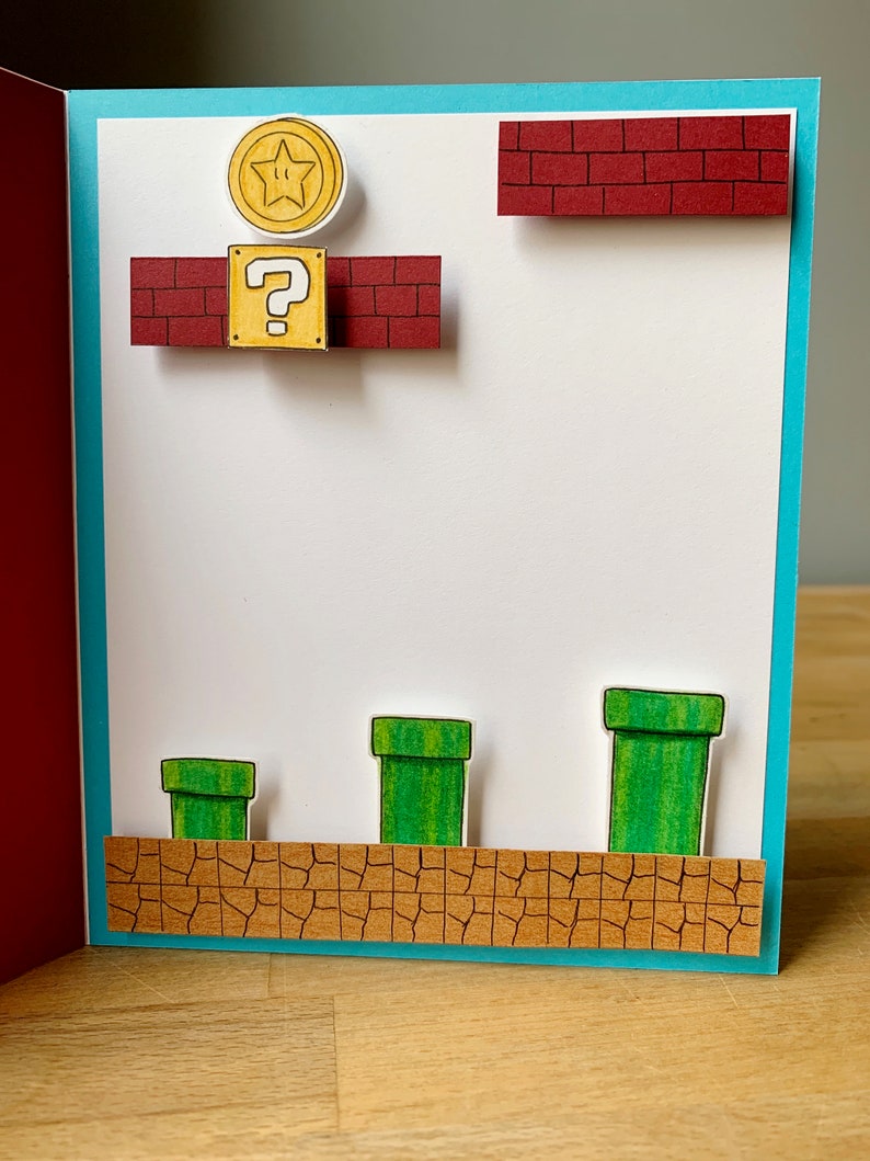 Mario Design Card Super Mario Birthday Card, Personalized Super Mario Card, Super Mario ...