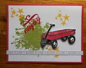 Items similar to 1027 - Red Wagon - Handmade card, 4 1/4 by 5 1/2 inches, with coordinating ...