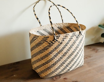 LAYLA soft rattan tote with woven straps, everyday tote bag, travel carry all tote bag, beach bag