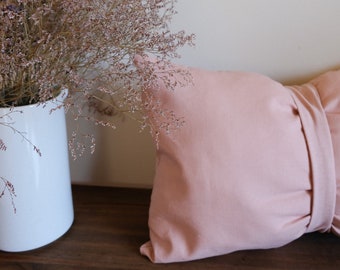 Dusty rose pink Bow pillow- nursery pillow - throw pillow - decorative pillow- teepee accessories- accent pillow- kids pillow- travel pillow
