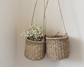 Petit Ava hanging basket with long handle, hanging straw basket, hanging planter, planter basket, storage basket, kitchen storage