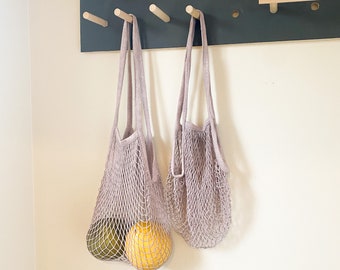 London Fog, Market String bag handyed, reusable market bag, net beach bag, cotton market bag, grocery bag, lowwaste living