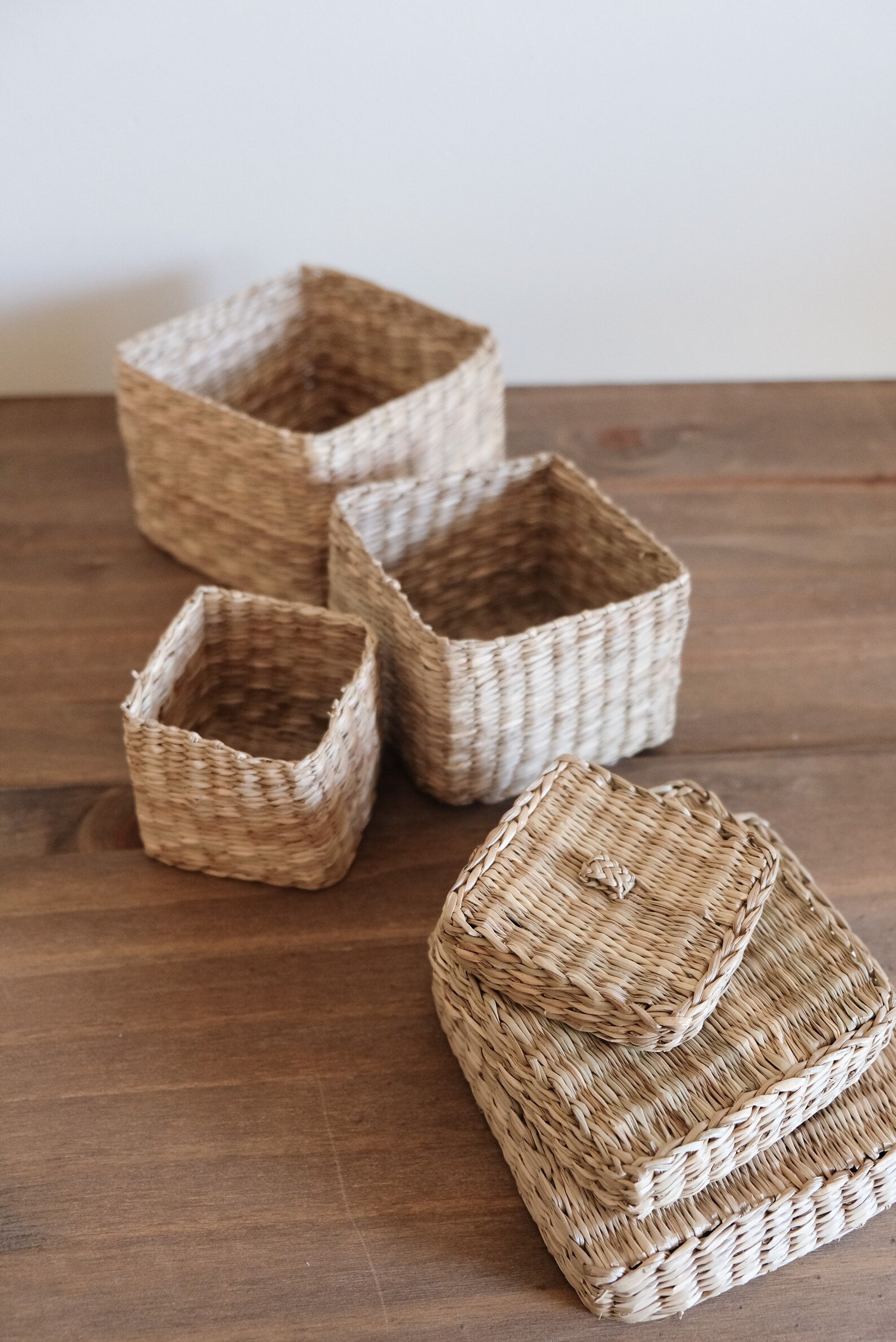 Trio Nested Vanity Baskets in Square and Oval for Small Items Etsy Canada