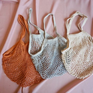 LONG Net Market Bag in assorted colours, reusable market bag, shopping bag, French net bag, zero waste living, grocery bag image 1