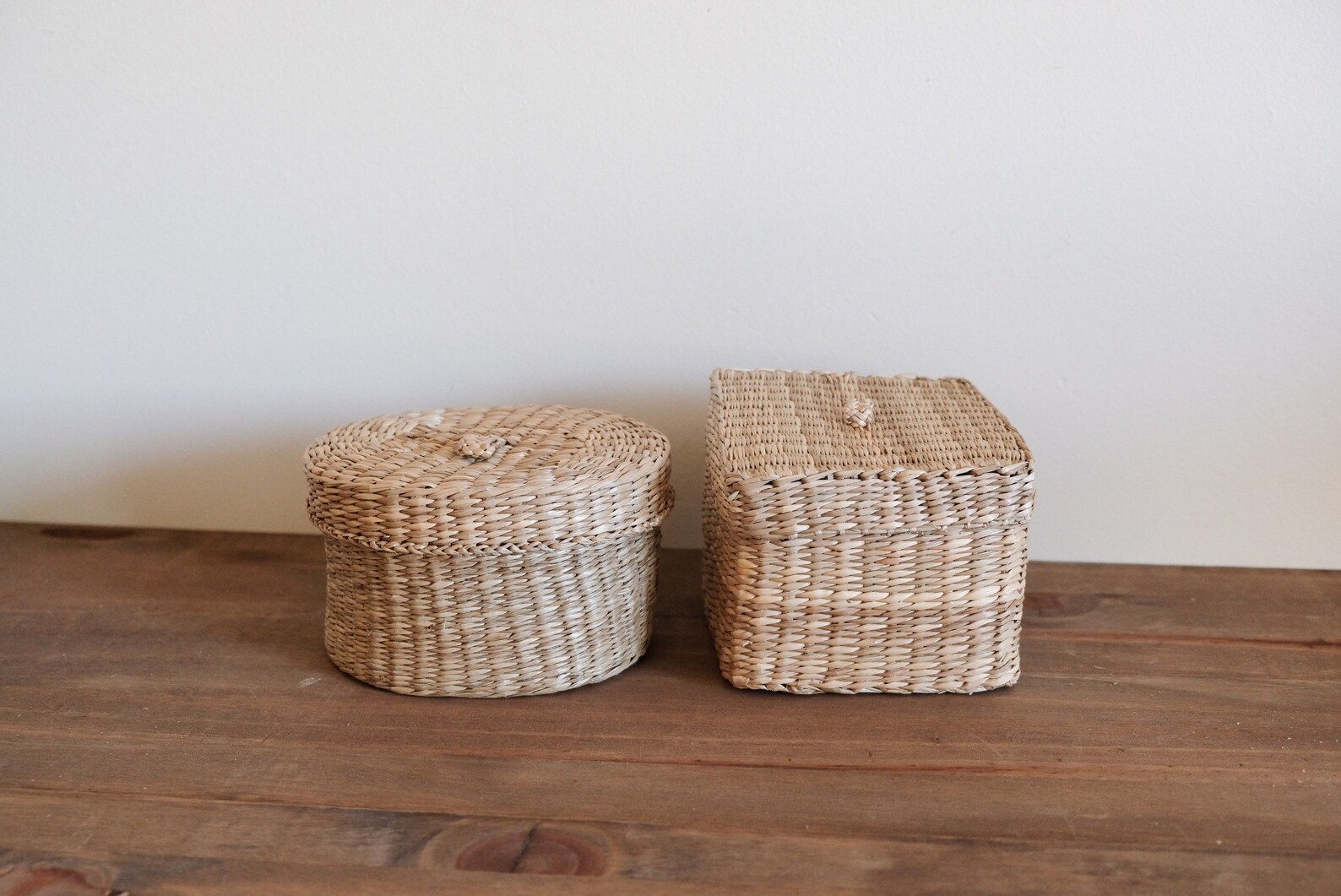 Trio Nested Vanity Baskets in Square and Oval for Small Items Etsy Canada