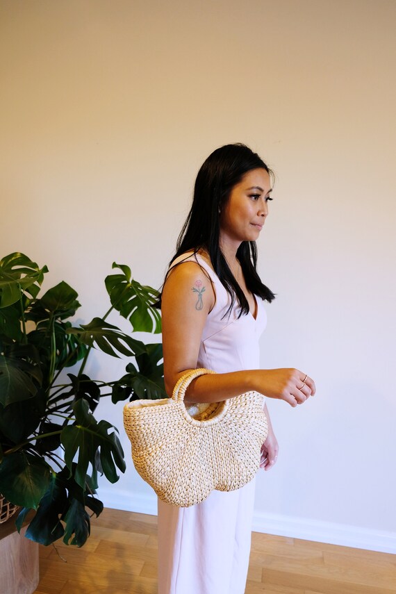 Semi-Circle Bag Straw Picnic Storage Bag Hand-Woven Summer Beach Handbags Semi-Circle Bag Straw Picnic Storage Bag Hand-Woven Summer Beach Handbags