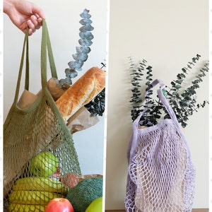 LONG Net Market Bag in assorted colours, reusable market bag, shopping bag, French net bag, zero waste living, grocery bag image 10