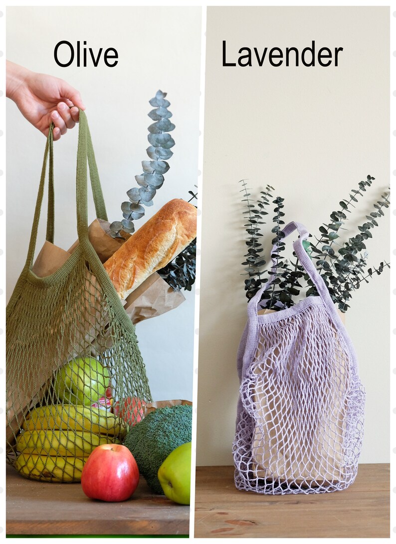 LONG Net Market Bag in assorted colours, reusable market bag, shopping bag, French net bag, zero waste living, grocery bag image 10