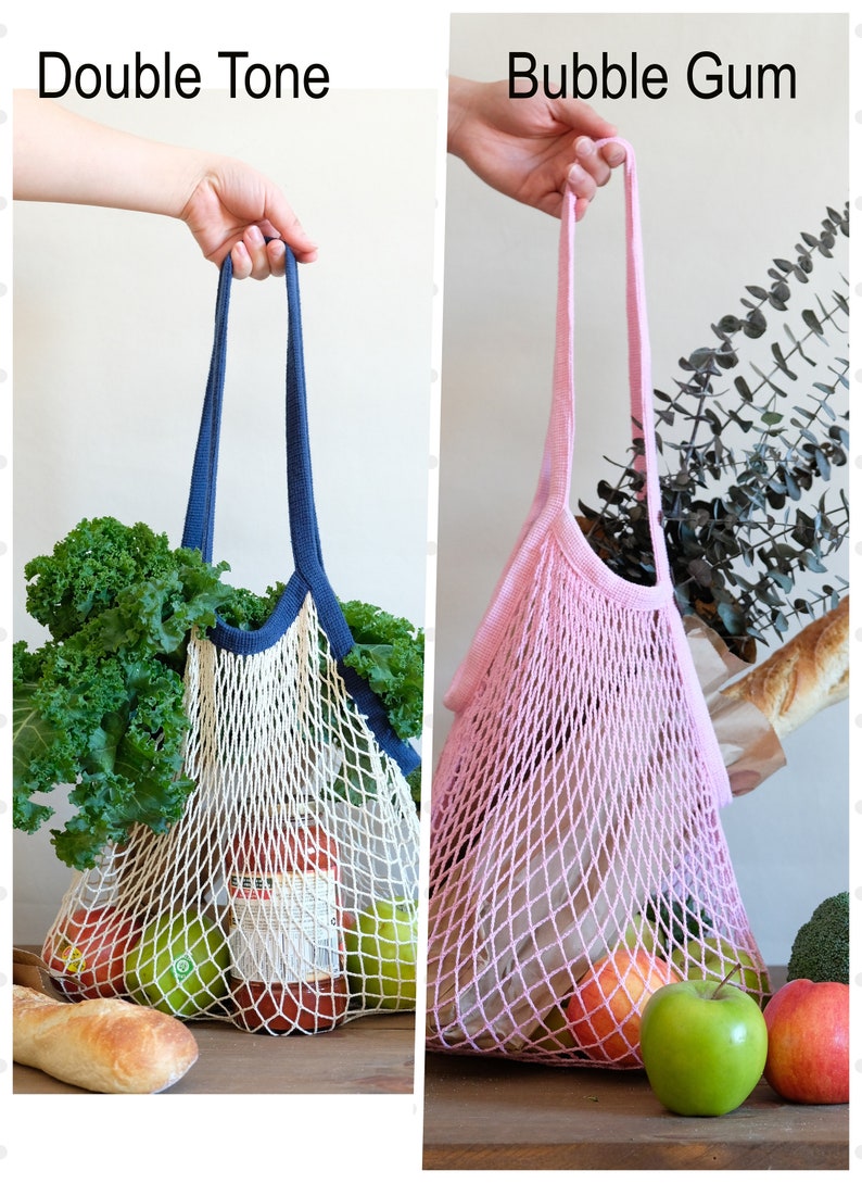 LONG Net Market Bag in assorted colours, reusable market bag, shopping bag, French net bag, zero waste living, grocery bag image 6