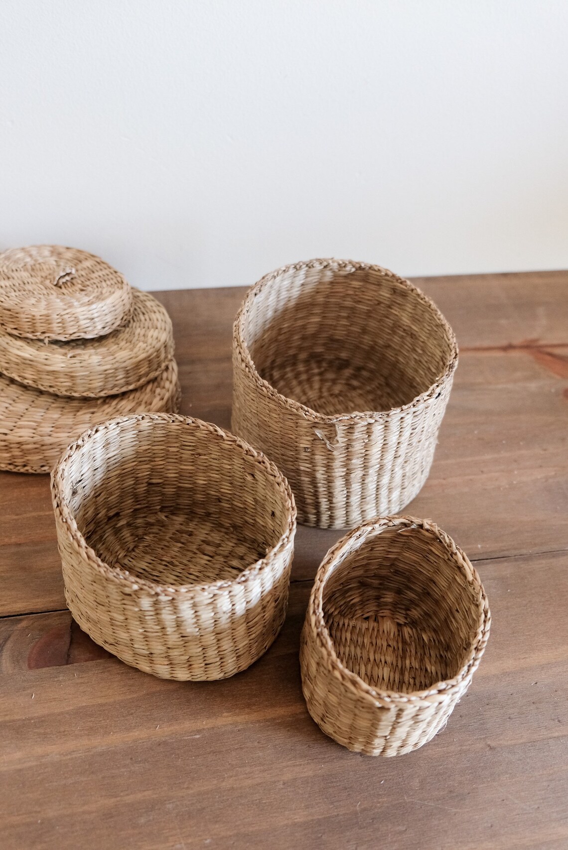 Trio Nested Vanity Baskets in Square and Oval for Small Items Etsy
