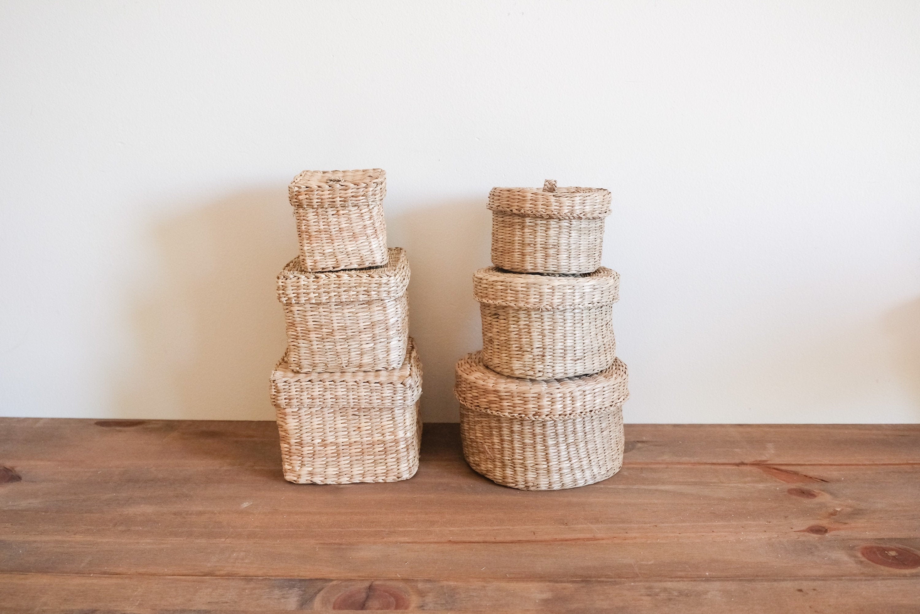 Trio Nested Vanity Baskets in Square and Oval for Small Items Etsy Canada