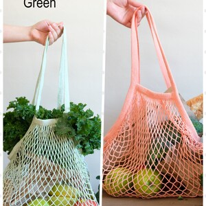 LONG Net Market Bag in assorted colours, reusable market bag, shopping bag, French net bag, zero waste living, grocery bag image 7