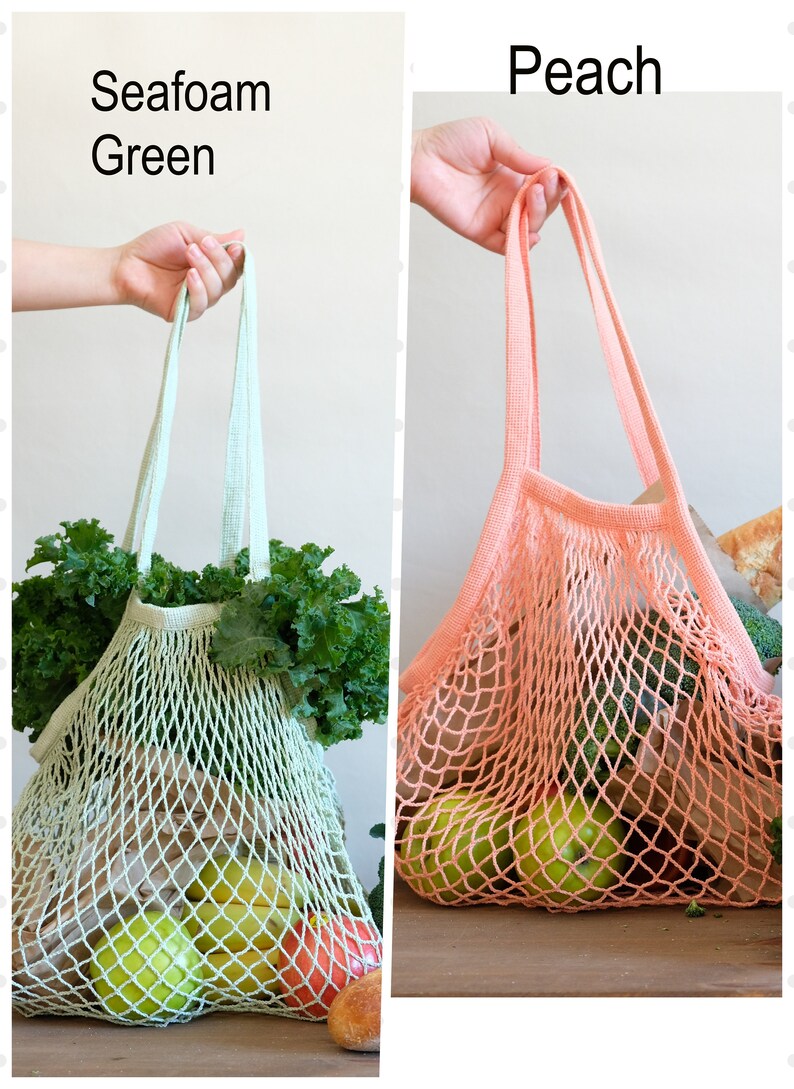 LONG Net Market Bag in assorted colours, reusable market bag, shopping bag, French net bag, zero waste living, grocery bag image 7