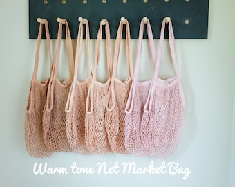 Warm tones Net bag, net market tote bag, net shopping bag, reusable market bag, crochet beach bag, ecofriendly gift set