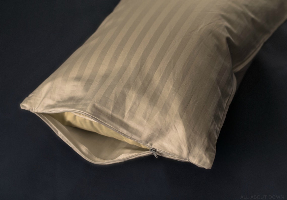 Zippered Cotton Travel Pillow Protector 12x16, Tightly Woven Damask