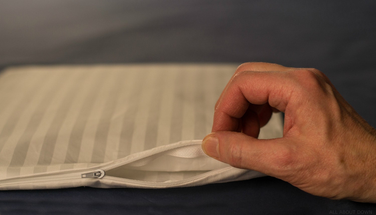 Zippered Cotton Travel Pillow Protector 12x16, Tightly Woven Damask