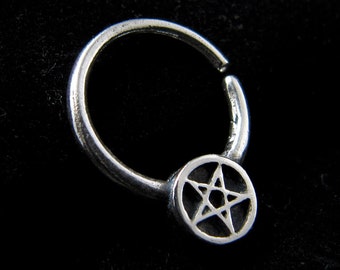 Anello setto pentagramma, anello setto 18g, gioielli satanici, gioielli per il corpo occulto, gioielli per il corpo satanico, anello setto gotico, anello al naso Pentagramma