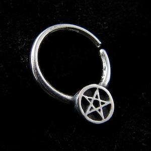 Pentagram septum ring, Septum ring 16g, Satanic jewelry, Occult body jewelry, Satanic body jewelry, gothic septum ring, Pentagram nose ring