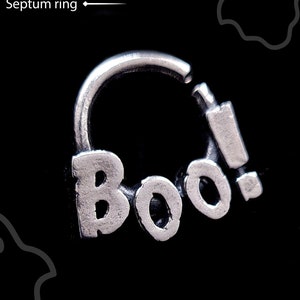 Ghost septum ring, Goth septum ring, Septum ring 16g, Septum ring 18g, Witchy jewelry, Occult septum ring, Gothic septum ring, Unique septum image 1