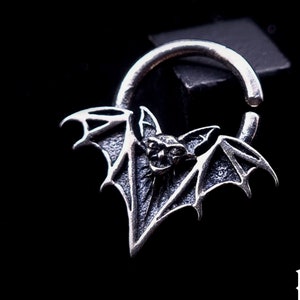 Bat septum ring, Goth septum ring, Septum ring 16g, Septum ring 18g, Satanic jewelry, Occult septum ring, Gothic septum ring, Unique septum