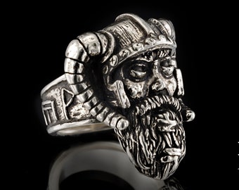 Anello vichingo, anello da uomo gotico, anello norreno, anello delle rune, anello Thor, anello occulto, gioielli Harley Davidson, anello del guerriero