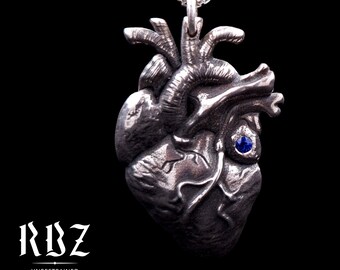 Sterlingzilveren anatomische hartketting, gotische anatomische sieraden