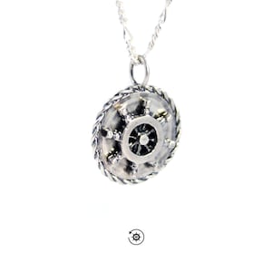 Ship wheel necklace pendant, pirate necklace, boat necklace, nautical necklace, ocean necklace, sea necklace