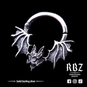 Fladdermusseptumring, Goth clicker, Septumring 16g, Septumring 14g, Sataniska smycken, Ockult septumring, Gotisk septumring, Unik septum