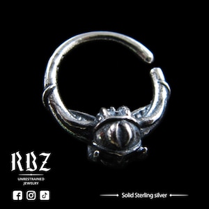 Gothic septum ring 16g, Satanic septum, Occult jewelry, Biker jewelry, Pagan septum, Unique septum ring, Punk septum ring, Pentagram septum
