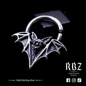 Bat septum ring, Goth clicker, Septum ring 16g, Septum ring 14g, Satanic jewelry, Occult septum ring, Gothic septum ring, Unique septum