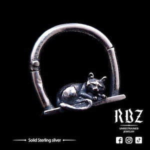 猫の鼻ピアス、キティクリッカー、動物のシームレスピアス、かわいいボディジュエリー、16g、14g、12g、クール、ゴシック、奇抜、パンク、ユニーク、魔女風