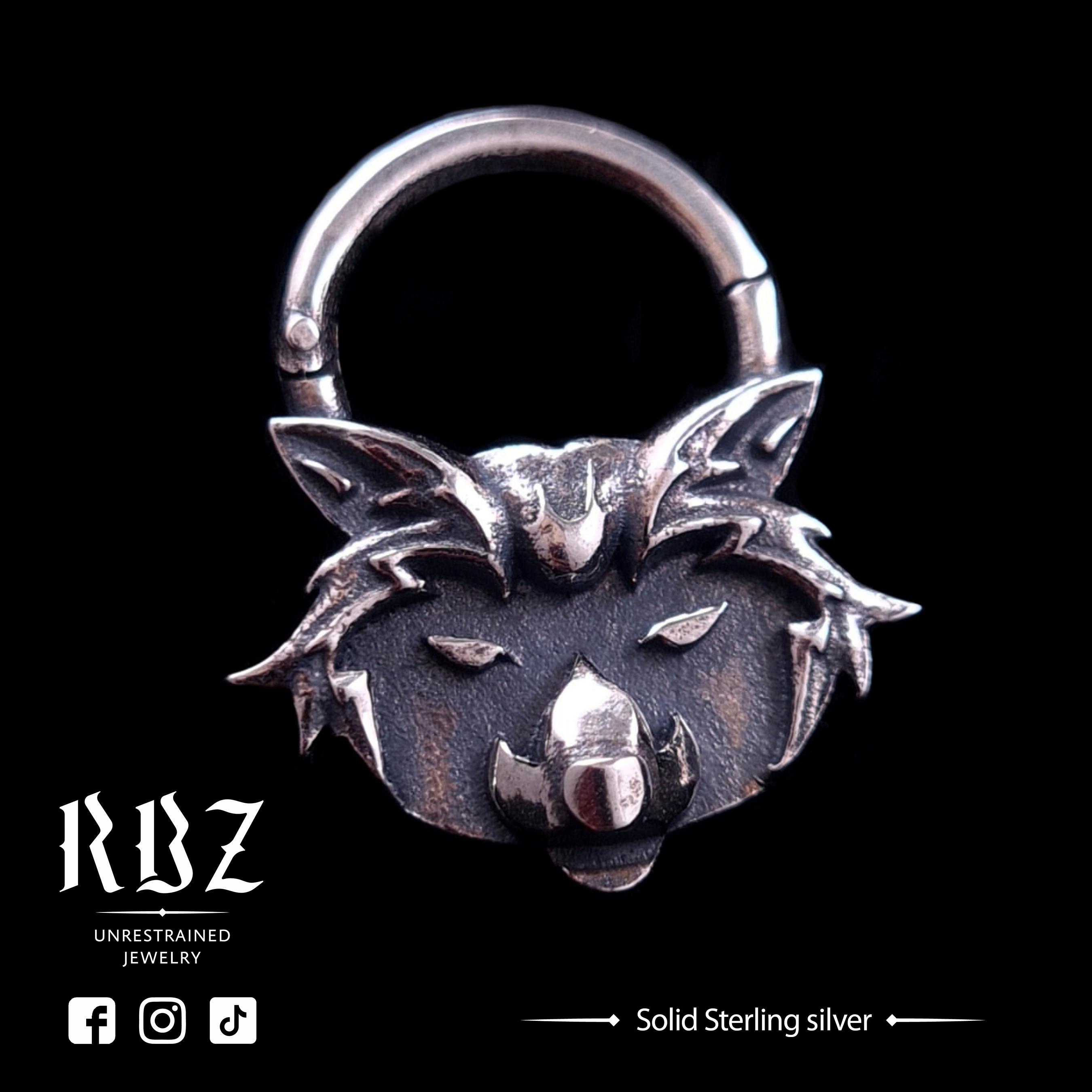Anello setto procione, clicker fauna selvatica, piercing senza cuciture animale, gioielli naso foresta, 16g, 14g, 12g, occulto, stranezza, unico, stregonesco, fantastico