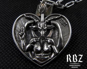 Collana Goth Baphomet, ciondolo testa di capra, gioielli satanici, pentagramma, catena demoniaca, occulto, stranezze, insolito, oscuro, stregonesco, pagano, sigillo