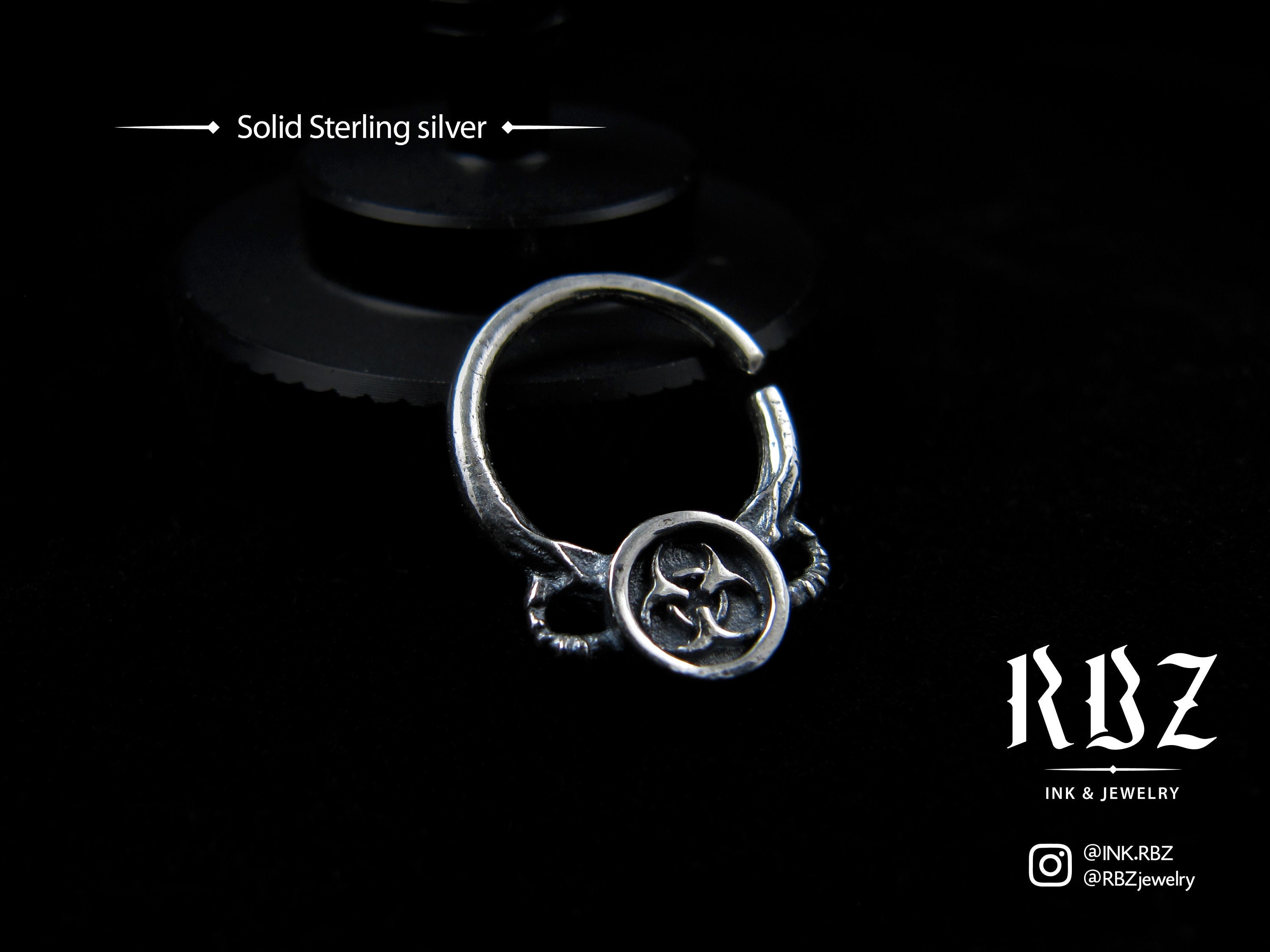 Biohazard Septum Ring 18g Occult Body Jewelry Goth Septum Ring