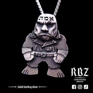 Goth Golem of Prague necklace, Jewish jewelry, Gothic Judaica, Occult charm, Hebrew mythology pendant, Witchy Judaism, Made in Israel