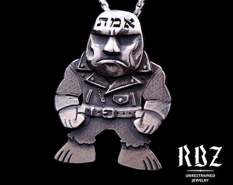 Collar Golem de Praga gótico, joyería judía, judaica gótica, amuleto ocultista, colgante de mitología hebrea, judaísmo místico, hecho en Israel.