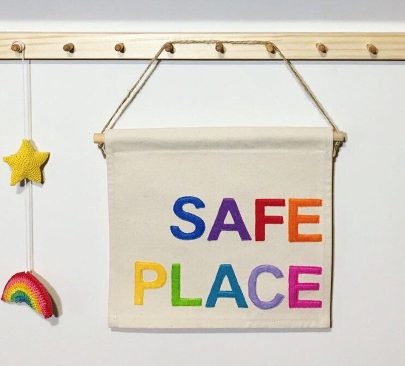 Safe Place pennant Rainbow banners Etsy