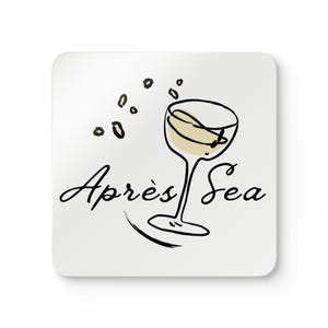 Après Sea Coaster Set | Coastal Drink Coasters | Glossy MDF with Cork Back | Set of 4 | Nautical Party Decor | Housewarming Gift