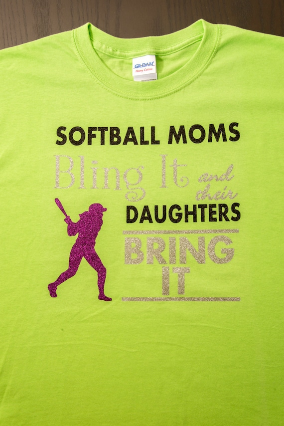 Rhinestone Iron on Transfer Mom Moms Bling It SOFTBALL Daughters Bring It